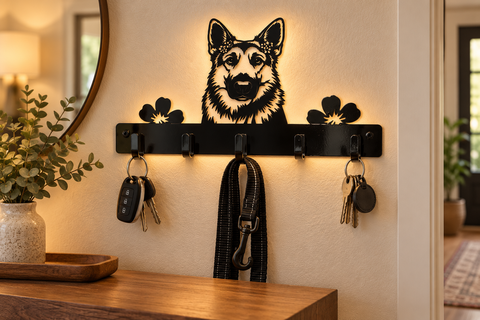 Perchero metálico personalizado con mascota
